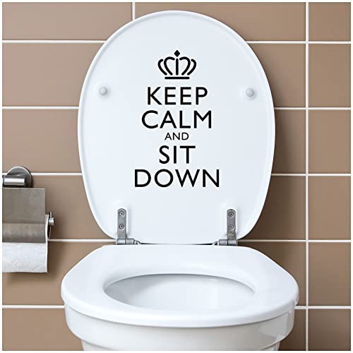 Deko Aufkleber WC Deckel Toilettendeckel Bad Badezimmer Klo Funsticker Toilettensitz Klodeckel lustiger Spruch selbstklebend (K153-05 keep calm) von Finest Folia