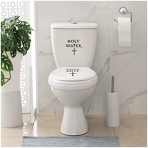 Deko Aufkleber WC Deckel Toilettendeckel Bad Badezimmer Klo Funsticker Toilettensitz Klodeckel lustiger Spruch selbstklebend (K153-12 Holy Water) von Finest Folia
