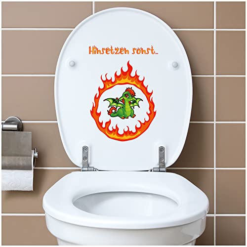 Deko Aufkleber WC Deckel Toilettendeckel Bad Badezimmer Klo Funsticker Toilettensitz Klodeckel lustiger Spruch selbstklebend (R173-05 Drache) von Finest Folia