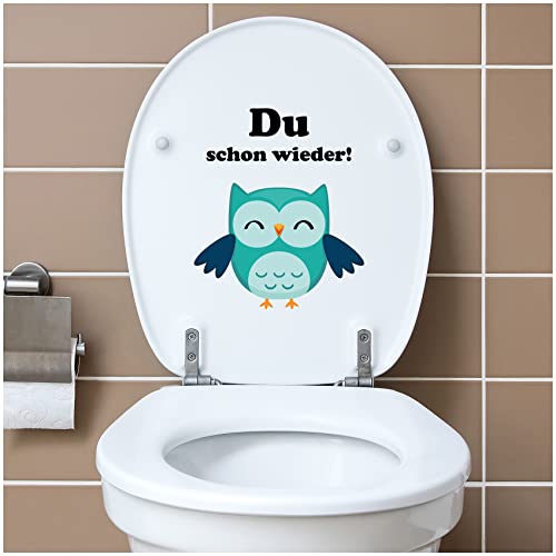 Deko Aufkleber WC Deckel Toilettendeckel Bad Badezimmer Klo Funsticker Toilettensitz Klodeckel lustiger Spruch selbstklebend (R173-06 Du schon wieder – Eule) von Finest Folia