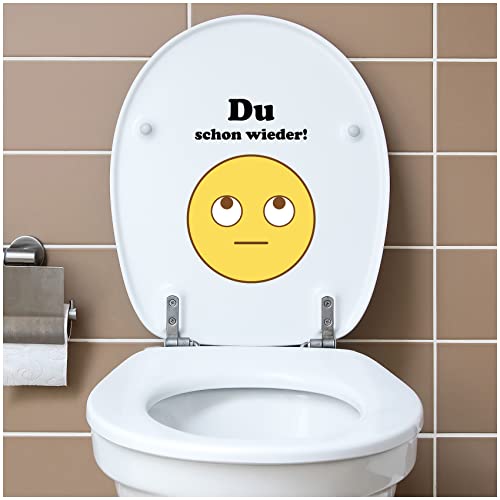 Deko Aufkleber WC Deckel Toilettendeckel Bad Badezimmer Klo Funsticker Toilettensitz Klodeckel lustiger Spruch selbstklebend (R173-07 Du schon wieder – Smiley) von Finest Folia