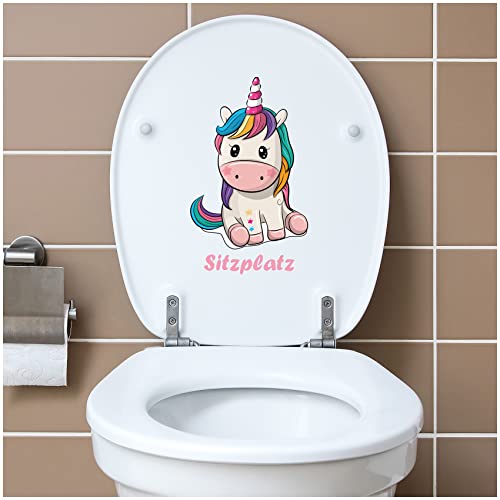 Deko Aufkleber WC Deckel Toilettendeckel Bad Badezimmer Klo Funsticker Toilettensitz Klodeckel lustiger Spruch selbstklebend (R173-08 Einhorn) von Finest Folia