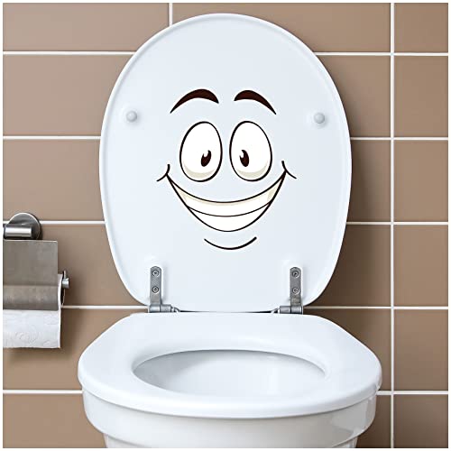 Deko Aufkleber WC Deckel Toilettendeckel Bad Badezimmer Klo Funsticker Toilettensitz Klodeckel lustiger Spruch selbstklebend (R173-09 Gesicht lachend) von Finest Folia
