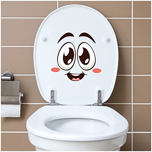 Deko Aufkleber WC Deckel Toilettendeckel Bad Badezimmer Klo Funsticker Toilettensitz Klodeckel lustiger Spruch selbstklebend (R173-10 Gesicht süß) von Finest Folia