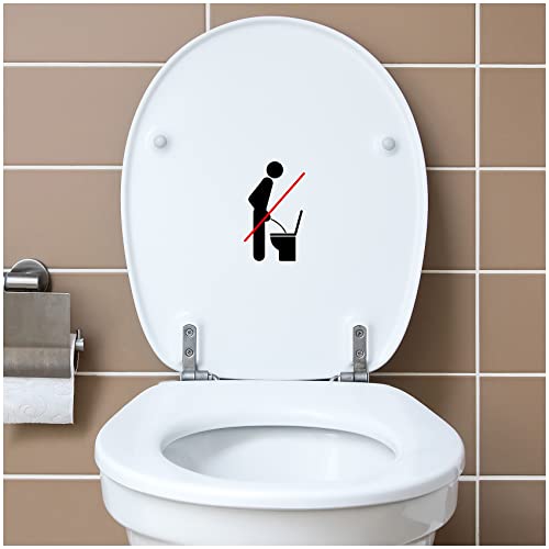 Deko Aufkleber WC Deckel Toilettendeckel Bad Badezimmer Klo Funsticker Toilettensitz Klodeckel lustiger Spruch selbstklebend (R173-18 Stehend pinkeln verboten) von Finest Folia