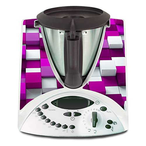 Deko Schutz Aufkleber kompatibel mit Küchenmaschine Thermomix TM31 Design Sticker Klebefolie Zubehör Küchengerät wasserfest selbstklebend R182 (11 Cubes Pink) von Finest Folia