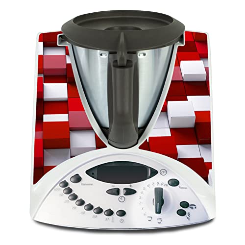 Deko Schutz Aufkleber kompatibel mit Küchenmaschine Thermomix TM31 Design Sticker Klebefolie Zubehör Küchengerät wasserfest selbstklebend R182 (12 Cubes Rot) von Finest Folia