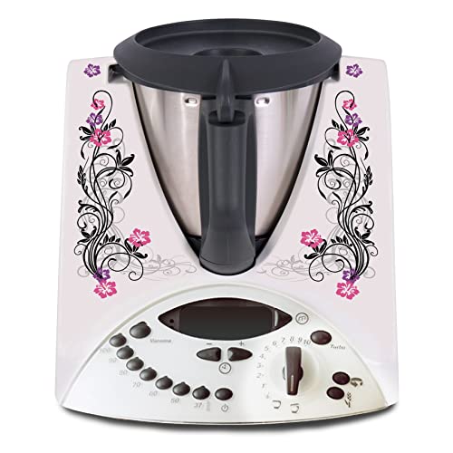 Deko Schutz Aufkleber kompatibel mit Küchenmaschine Thermomix TM31 Design Sticker Klebefolie Zubehör Küchengerät wasserfest selbstklebend R182 (23 Hibiskus) von Finest Folia