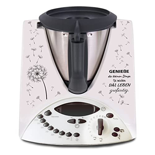 Deko Schutz Aufkleber kompatibel mit Küchenmaschine Thermomix TM31 Design Sticker Klebefolie Zubehör Küchengerät wasserfest selbstklebend R182 (25 Genieße das Leben) von Finest Folia