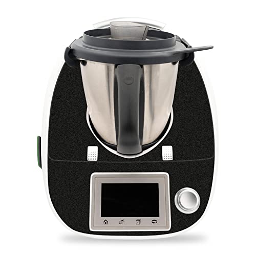 Deko Schutz Aufkleber kompatibel mit Küchenmaschine Thermomix TM5 Design Sticker Klebefolie Zubehör Küchengerät wasserfest selbstklebend RX041 (01 Glitzer Schwarz) von Finest Folia