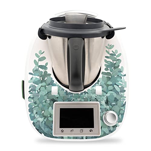 Deko Schutz Aufkleber kompatibel mit Küchenmaschine Thermomix TM5 Design Sticker Klebefolie Zubehör Küchengerät wasserfest selbstklebend RX041 (12 Eukalyptus) von Finest Folia
