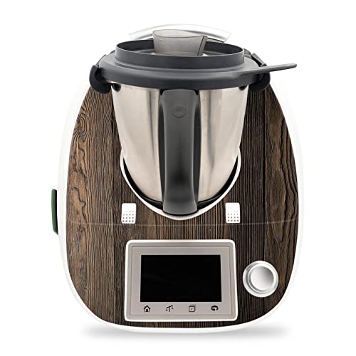 Deko Schutz Aufkleber kompatibel mit Küchenmaschine Thermomix TM5 Design Sticker Klebefolie Zubehör Küchengerät wasserfest selbstklebend RX041 (13 Holz) von Finest Folia