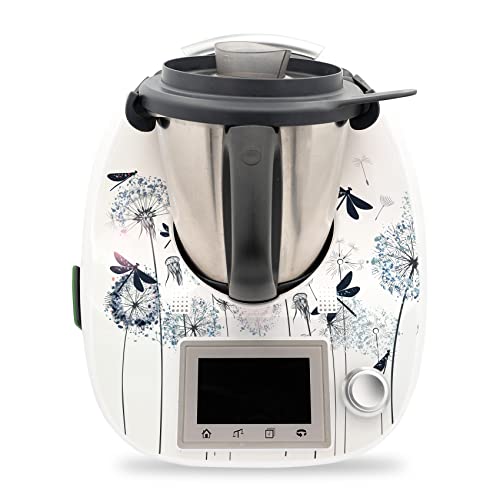 Deko Schutz Aufkleber kompatibel mit Küchenmaschine Thermomix TM5 Design Sticker Klebefolie Zubehör Küchengerät wasserfest selbstklebend RX041 (22 Dandelion and Dragonflies) von Finest Folia