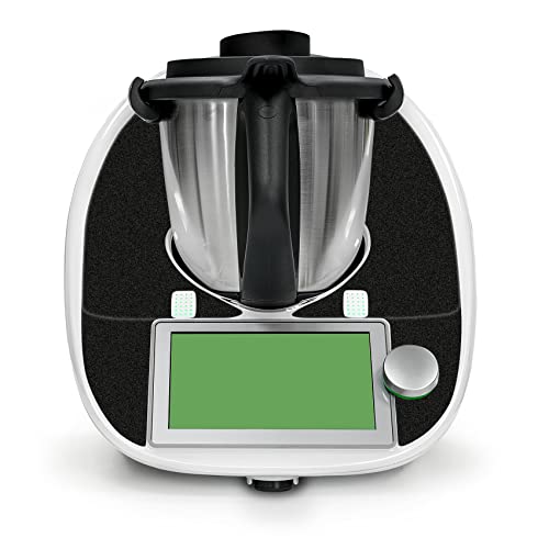 Deko Schutz Aufkleber kompatibel mit Küchenmaschine Thermomix TM6 Design Sticker Klebefolie Zubehör Küchengerät wasserfest selbstklebend RX042 (01 Glitzer Schwarz) von Finest Folia