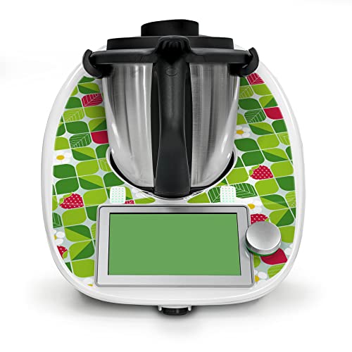 Deko Schutz Aufkleber kompatibel mit Küchenmaschine Thermomix TM6 Design Sticker Klebefolie Zubehör Küchengerät wasserfest selbstklebend RX042 (04 Erdbeeren) von Finest Folia
