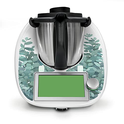 Deko Schutz Aufkleber kompatibel mit Küchenmaschine Thermomix TM6 Design Sticker Klebefolie Zubehör Küchengerät wasserfest selbstklebend RX042 (12 Eukalyptus) von Finest Folia