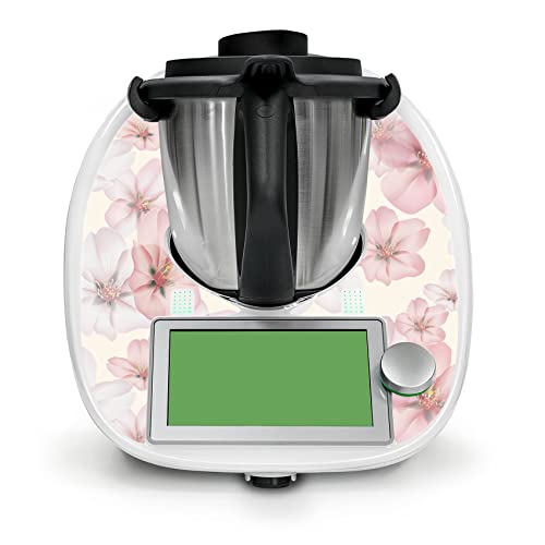 Deko Schutz Aufkleber kompatibel mit Küchenmaschine Thermomix TM6 Design Sticker Klebefolie Zubehör Küchengerät wasserfest selbstklebend RX042 (18 Kirschblüten) von Finest Folia