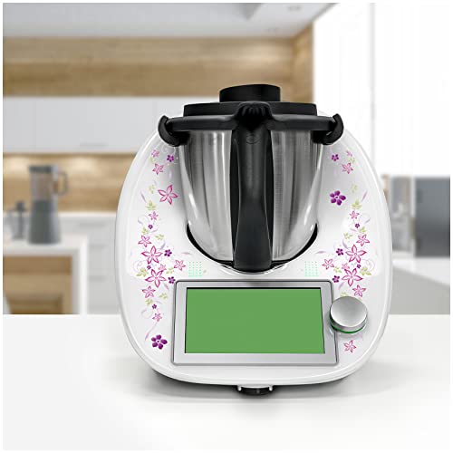 Deko Schutz Aufkleber kompatibel mit Küchenmaschine Thermomix TM6 Design Sticker Klebefolie Zubehör Küchengerät wasserfest selbstklebend RX042 (21 Blumenranken) von Finest Folia
