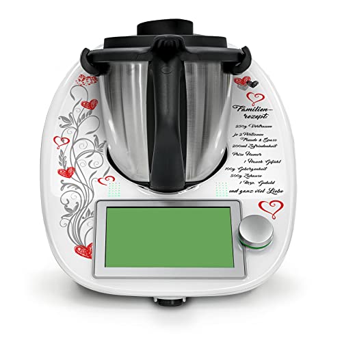 Deko Schutz Aufkleber kompatibel mit Küchenmaschine Thermomix TM6 Design Sticker Klebefolie Zubehör Küchengerät wasserfest selbstklebend RX042 (24 Familienrezept) von Finest Folia