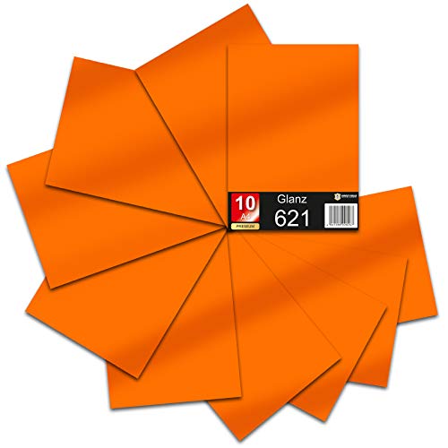 Din A4 Bogen 30x21cm 621/631 Plotterfolie Folie Vinyl Autofolie (034 Orange, 10er Set 621 Glanz) von Finest Folia