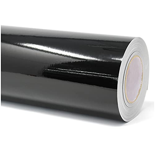 Finest Folia (7€/m² Plotterfolie Möbelfolie glänzend Glanz Klebefolie Küchenfolie Selbstklebende PVC Folie 63cm Medienbreite (070 Schwarz, 5 Meter) von Finest Folia