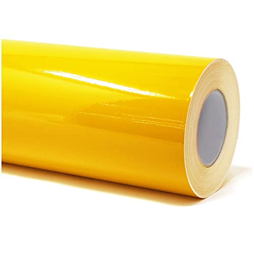 Finest Folia (6€/m² Plotterfolie Möbelfolie glänzend Glanz Klebefolie Küchenfolie Selbstklebende PVC Folie 63cm Medienbreite (021 Gelb, 10 Meter) von Finest Folia