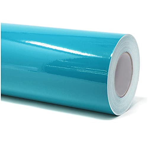Finest Folia (6€/m² Plotterfolie Möbelfolie glänzend Glanz Klebefolie Küchenfolie selbstklebende PVC Folie 63cm Medienbreite (066 Türkisblau, 10 Meter) von Finest Folia