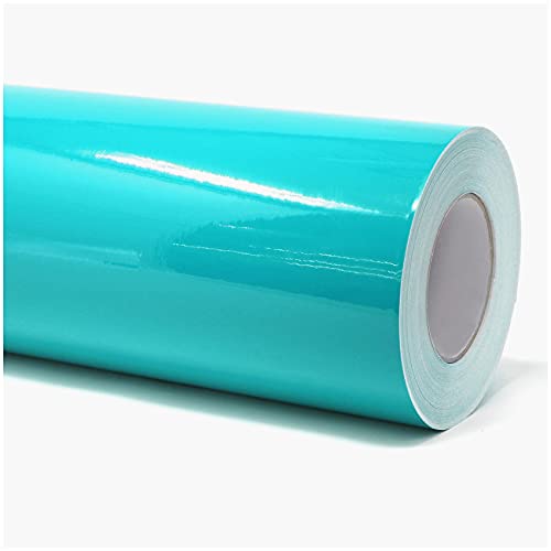 Finest Folia (7€/m² Plotterfolie Möbelfolie glänzend Glanz Klebefolie Küchenfolie selbstklebende PVC Folie 63cm Medienbreite (054 Türkis, 5 Meter) von Finest Folia