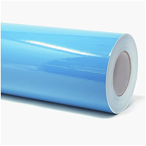 Finest Folia (7€/m² Plotterfolie Möbelfolie glänzend Glanz Klebefolie Küchenfolie Selbstklebende PVC Folie 63cm Medienbreite (053 Hellblau, 5 Meter) von Finest Folia