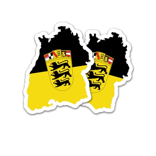 Finest Folia 2er Set Länder Silhouetten Aufkleber Länderaufkleber Bundesland Flagge Sticker für Auto Fahrrad Motorrad Modellblau selbstklebend wetterfest R215 (30 Baden-Württemberg) von Finest Folia