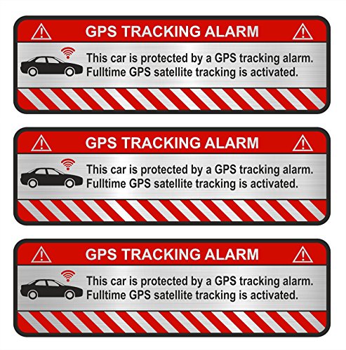3x GPS Aufkleber Fahrrad" Motorrad" Auto" -Finest Folia Alarm Warnung Anti Diebstahl Sticker Tracker gesichert R054 (Aluminium Schliff Silber, Auto) von Finest Folia