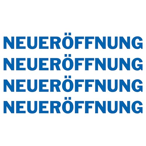 Finest Folia 4X Neueröffnung Schriftzug Set Aufkleber für Schaufenster Laden Geschäft Fenster Sticker Werbung selbstklebend wetterfest KX046 (Motiv 01, Azurblau) von Finest Folia