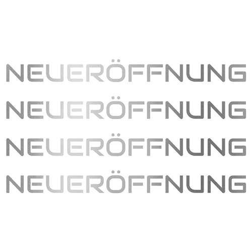 Finest Folia 4X Neueröffnung Schriftzug Set Aufkleber für Schaufenster Laden Geschäft Fenster Sticker Werbung selbstklebend wetterfest KX046 (Motiv 03, Silber Metallic) von Finest Folia