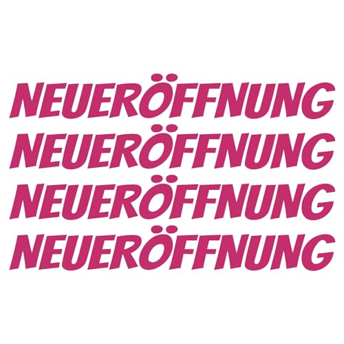 Finest Folia 4X Neueröffnung Schriftzug Set Aufkleber für Schaufenster Laden Geschäft Fenster Sticker Werbung selbstklebend wetterfest KX046 (Motiv 04, Telemagenta) von Finest Folia
