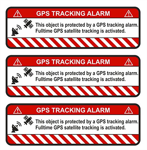 9x GPS Aufkleber Fahrrad Motorrad Auto -Finest Folia Alarm Warnung Anti Diebstahl Sticker Tracker gesichert (Weiß, R057 Object) von Finest Folia