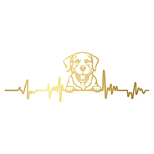 Aufkleber Herzschlag Tiere Breite 27cm Lifeline Heartbeat Deko Sticker Selbstklebend für Auto Kühlschrank Laptop Autoaufkleber K150 (Gold, 18 Labrador) von Finest Folia