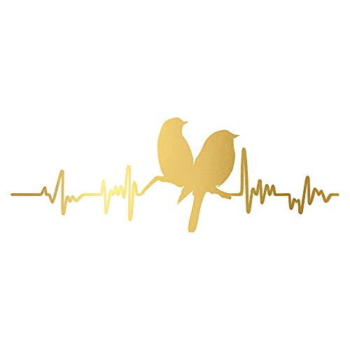 Aufkleber Herzschlag Tiere Breite 27cm Lifeline Heartbeat Deko Sticker Selbstklebend für Auto Kühlschrank Laptop Autoaufkleber K150 (Gold, 25 Vögel) von Finest Folia