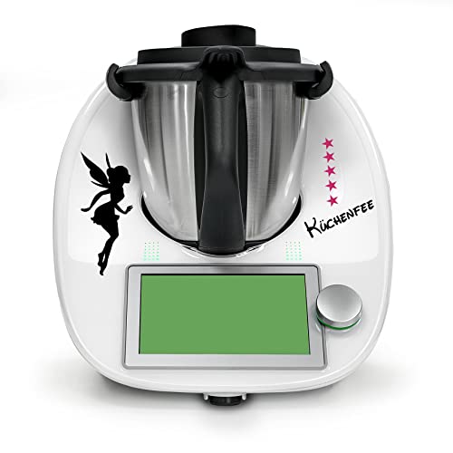 Finest Folia Deko Aufkleber kompatibel mit Küchenmaschine Thermomix TM5 TM6 Design Sticker Zubehör für Küchengerät wasserfest selbstklebend K154 (01 Küchenfee, Telemagenta) von Finest Folia