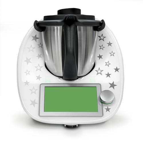 Finest Folia Deko Aufkleber kompatibel mit Küchenmaschine Thermomix TM5 TM6 Design Sticker Zubehör für Küchengerät wasserfest selbstklebend K162 (02 Sterne, Silber) von Finest Folia