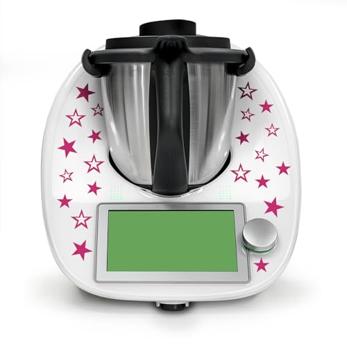 Finest Folia Deko Aufkleber kompatibel mit Küchenmaschine Thermomix TM5 TM6 Design Sticker Zubehör für Küchengerät wasserfest selbstklebend K162 (02 Sterne, Telemagenta) von Finest Folia