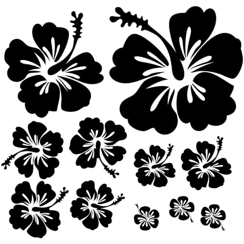 Finest Folia Dekoaufkleber Hibiskus Blumen Home Deko Aufkleber zuhause Sticker wohnen Toilettendeckel Kühlschrank Laptop Toilette selbstklebend K165 (01 Schwarz) von Finest Folia