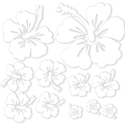 Finest Folia Dekoaufkleber Hibiskus Blumen Home Deko Aufkleber zuhause Sticker wohnen Toilettendeckel Kühlschrank Laptop Toilette selbstklebend K165 (02 Weiß) von Finest Folia