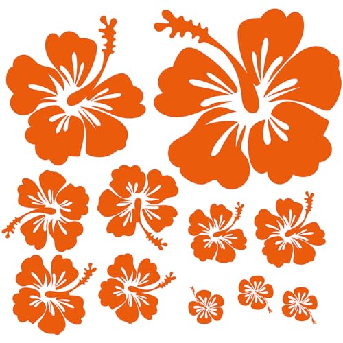 Finest Folia Dekoaufkleber Hibiskus Blumen Home Deko Aufkleber zuhause Sticker wohnen Toilettendeckel Kühlschrank Laptop Toilette selbstklebend K165 (05 Orange) von Finest Folia