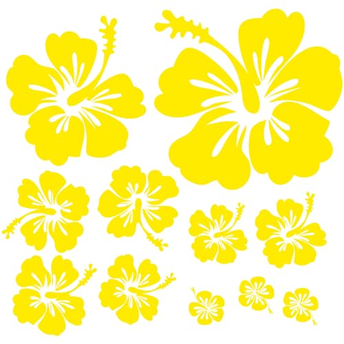 Finest Folia Dekoaufkleber Hibiskus Blumen Home Deko Aufkleber zuhause Sticker wohnen Toilettendeckel Kühlschrank Laptop Toilette selbstklebend K165 (06 Sonnengelb) von Finest Folia