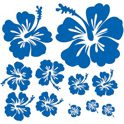 Finest Folia Dekoaufkleber Hibiskus Blumen Home Deko Aufkleber zuhause Sticker wohnen Toilettendeckel Kühlschrank Laptop Toilette selbstklebend K165 (07 Azurblau) von Finest Folia