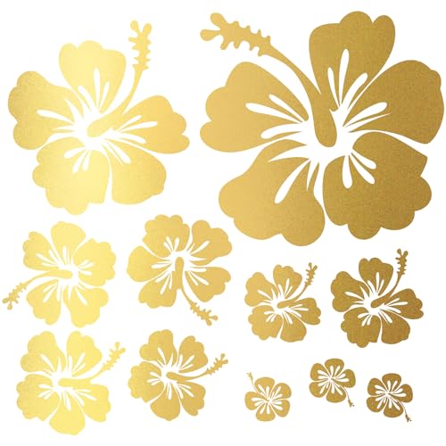 Finest Folia Dekoaufkleber Hibiskus Blumen Home Deko Aufkleber zuhause Sticker wohnen Toilettendeckel Kühlschrank Laptop Toilette selbstklebend K165 (12 Gold) von Finest Folia