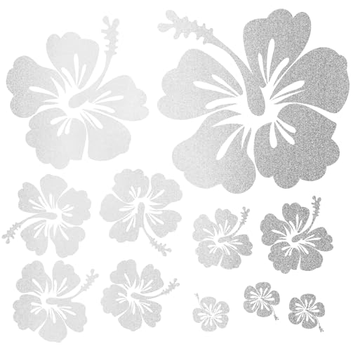 Finest Folia Dekoaufkleber Hibiskus Blumen Home Deko Aufkleber zuhause Sticker wohnen Toilettendeckel Kühlschrank Laptop Toilette selbstklebend K165 (13 Silber) von Finest Folia