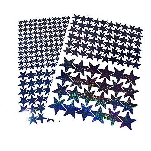 309 Sterne Aufkleber Set Sticker Deko Folie selbstklebend Glitter Hologramm Oilslick Bastelmaterial zum Basteln (Flakes Schwarz K016) von Finest Folia