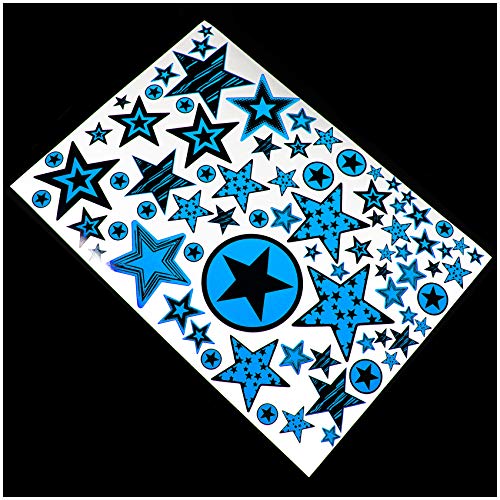 Finest Folia Sterne Sticker Set auf Din A4 Bogen Aufkleber selbstklebend Neon für DIY Scrapbooking Dekoration Geschenk Kinder (Blau, R085 Sterne V1) von Finest Folia