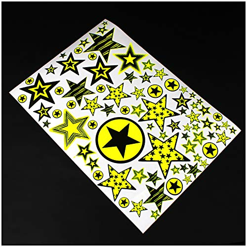 Finest Folia Sterne Sticker Set auf Din A4 Bogen Aufkleber selbstklebend Neon für DIY Scrapbooking Dekoration Geschenk Kinder (Neon Gelb, R085 Sterne V1) von Finest Folia